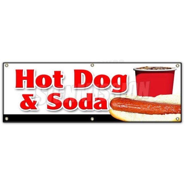 Signmission HOT DOG & SODA COMBO BANNER SIGN all beef drink frank meal deal chili - B-72 HOT DOGS & SODA COMBO