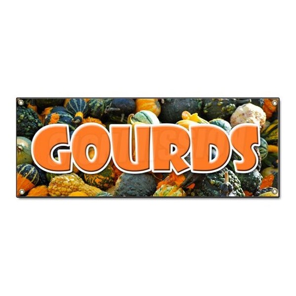 Signmission GOURDS BANNER SIGN halloween pumpkins squash colorful decorative ornamental - B-GOURDS