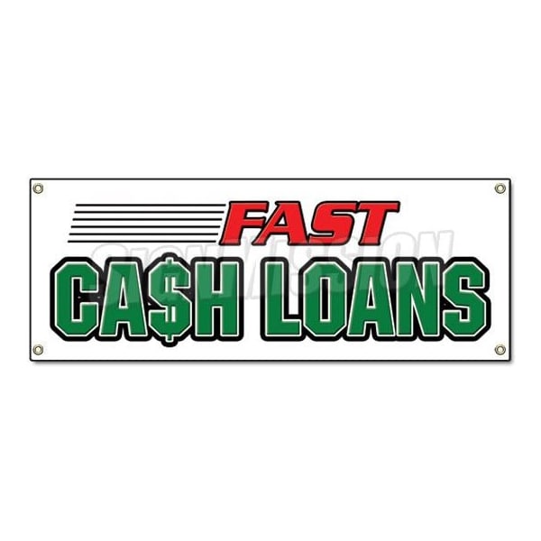 Signmission FAST CASH LOANS BANNER SIGN pawn shop signs loan quick payday advance credit - B-FAST CASH LOANS