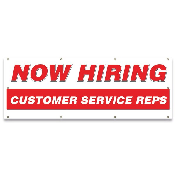 Signmission Now Hiring Customer Service Reps Banner Apply Inside Accepting Application Single Sided - B-96-30227