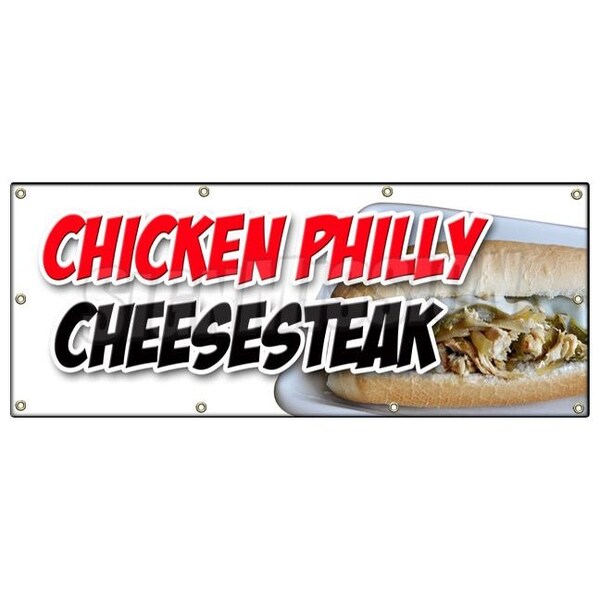 Signmission CHICKEN PHILLY CHEESESTEAK BANNER SIGN philadelphia sandwich steak hot - B-96 CHICKEN PHILLY CHEESESTK