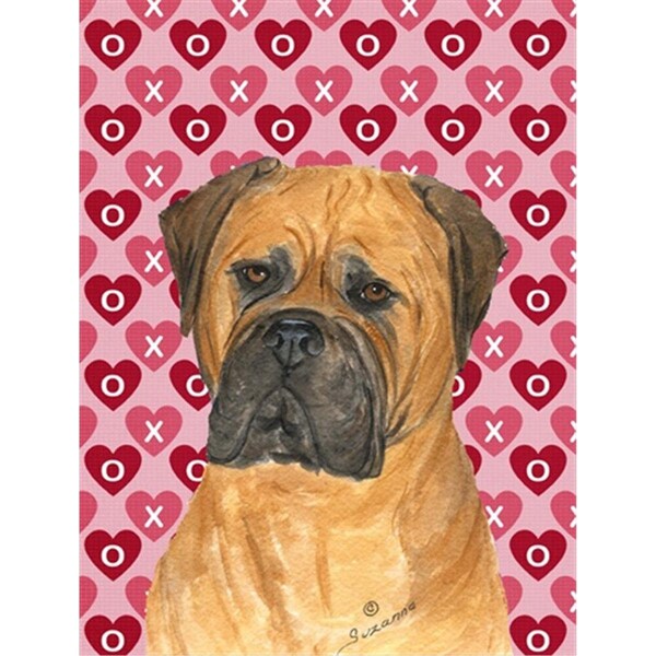 Patioplus 11 x 15 In. Bullmastiff Hearts Love And Valentines Day Portrait Flag; Garden Size - PA246799