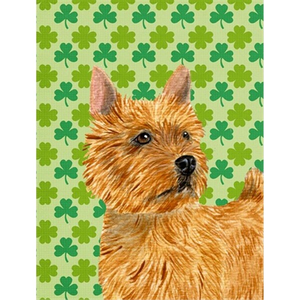 Patioplus Norwich Terrier St. Patricks Day Shamrock Portrait Flag - Garden Size - PA246459