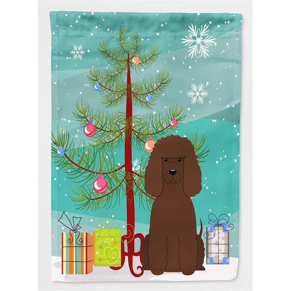 Carolines Treasures Merry Christmas Tree Irish Water Spaniel Flag Canvas House Size - BB4188CHF