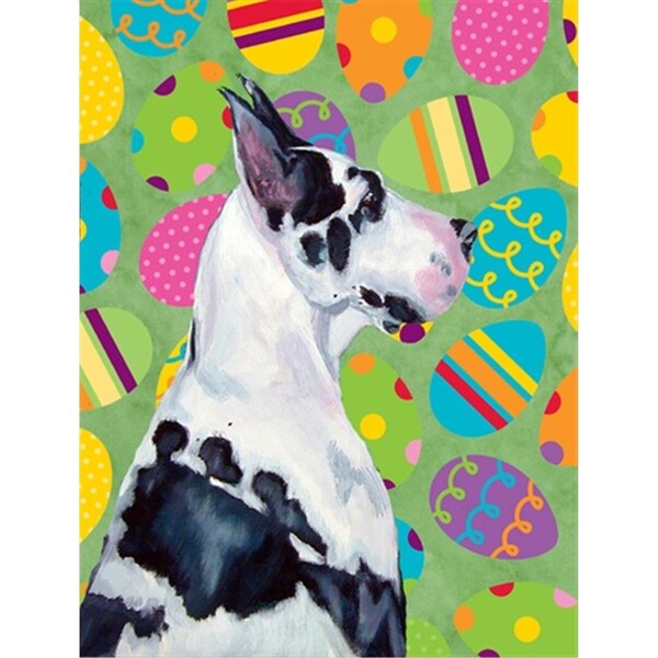 Carolines Treasures 28 x 40 in. Great Dane Easter Eggtravaganza House Size Canvas Flag - LH9416CHF