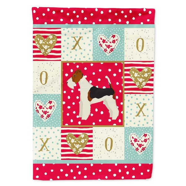 Carolines Treasures 28 x 0.01 x 40 in. Fox Terrier Love Canvas House Flag - CK5928CHF