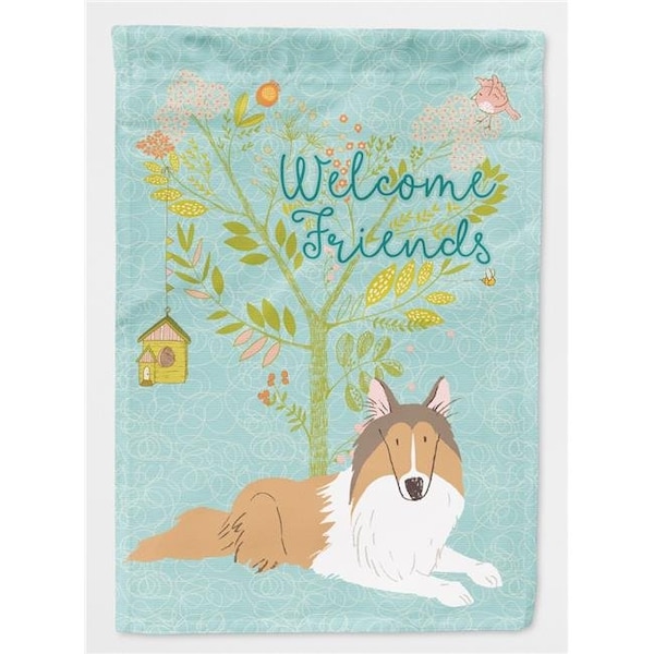 Carolines Treasures Carolines Treasures BB7584GF Welcome Friends Collie Flag - Garden Size - BB7584GF