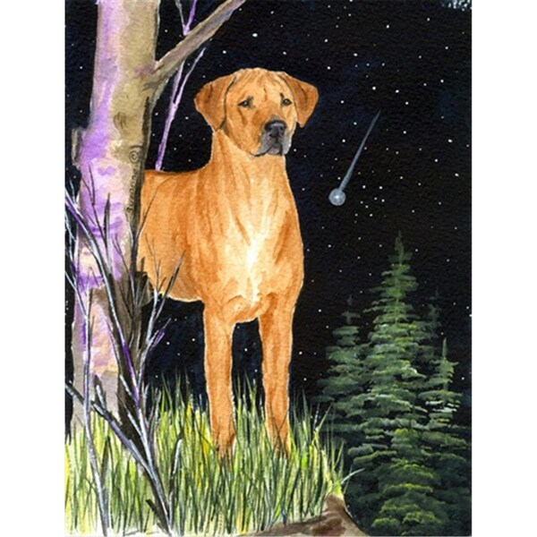 Carolines Treasures Starry Night Rhodesian Ridgeback Canvas Flag - House Size- 28 x 40 in. - SS8479CHF