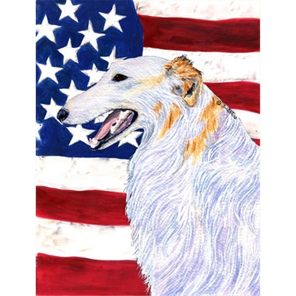 Patioplus 11 x 15 in. Usa American Flag With Borzoi Flag Garden Size - PA55269