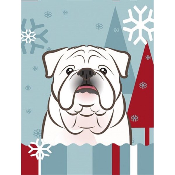 Patioplus Winter Holiday White English Bulldog Flag Garden Size - PA632754