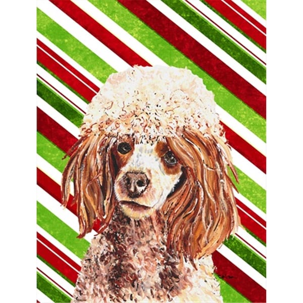 Patioplus Red Miniature Poodle Candy Cane Christmas Flag Garden Size - PA247919