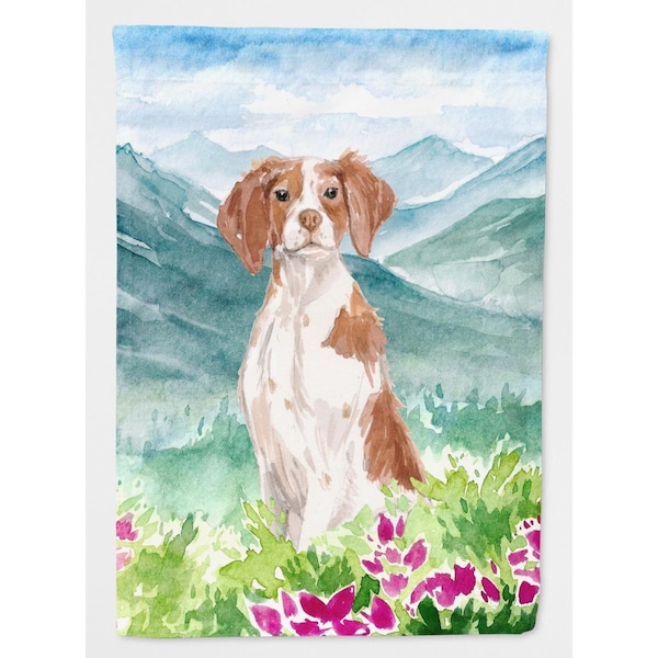 Carolines Treasures Mountian Flowers Brittany Spaniel Flag Canvas House Size - CK1989CHF