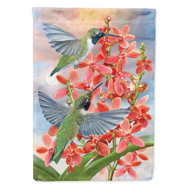 Patioplus 11 x 0.01 x 15 in. Black Chinned Hummingbirds Orchids Garden Flag - PA1723236