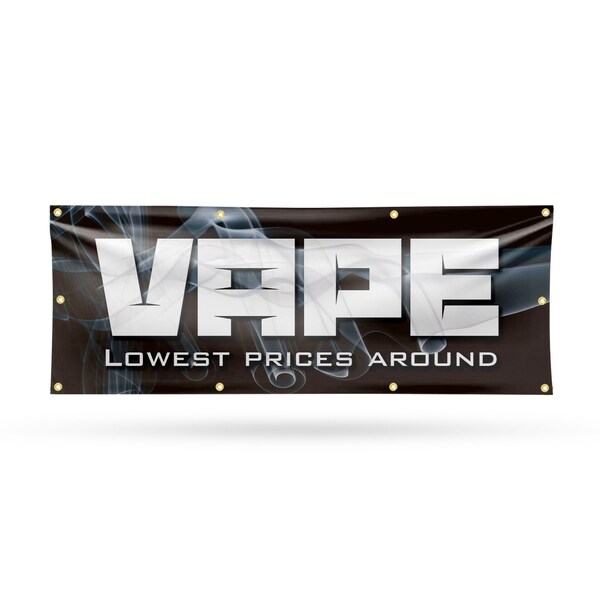 Signmission Vape Shop Lowest Prices, 36 Inch x 96 Inch, Vinyl Banner - B-96-30908