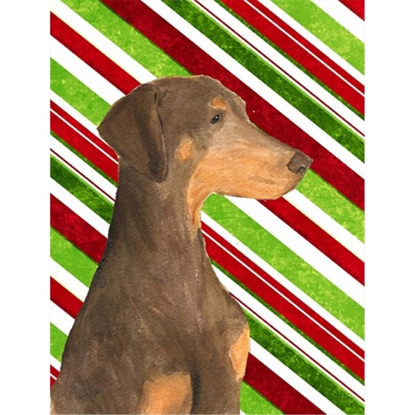 Patioplus 11 x 15 In. Doberman Candy Cane Holiday Christmas Flag; Garden Size - PA245688