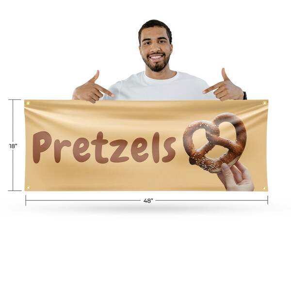 Signmission Pretzels, 18 Inch x 48 Inch, Vinyl Banner - B-30816