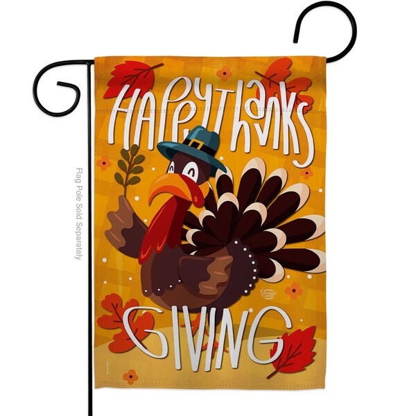 Cuadrilatero 13 x 18.5 in. Happy Thanksgiving Turkey Garden Flag with Fall Dbl-Sided Decorative Vertical Flags - CU3900955