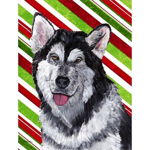 Patioplus Alaskan Malamute Candy Cane Holiday Christmas Flag Garden Size - PA248116