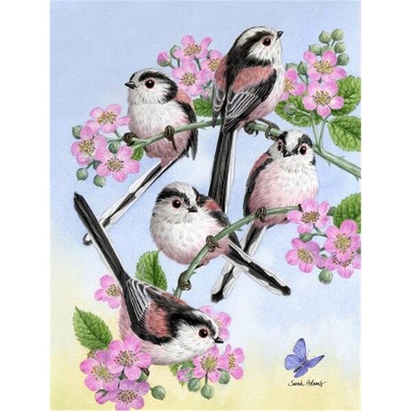 Patioplus Party Of 5 Long Tailed Tits Flag Garden Size - PA632597