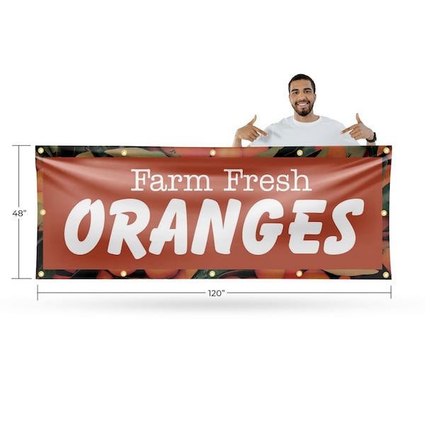 Signmission Farm Fresh Oranges, 48 Inch x 120 Inch, Vinyl Banner - B-120-30604
