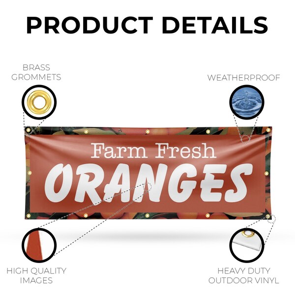 Signmission Farm Fresh Oranges, 48 Inch x 120 Inch, Vinyl Banner - B-120-30604
