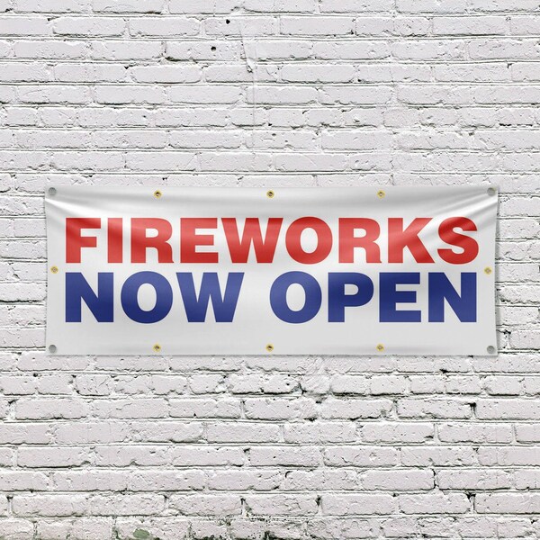 Signmission Fireworks Now Open, 48 Inch x 120 Inch, Vinyl Banner - B-120-30630