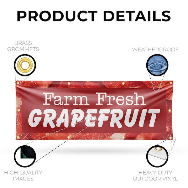 Signmission Farm Fresh Grapefruit, 36 Inch x 96 Inch, Vinyl Banner - B-96-30593