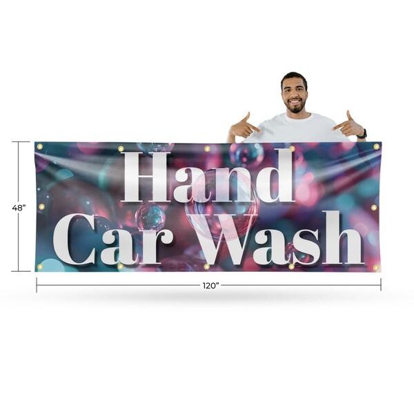 Signmission Hand Car Wash, 48 Inch x 120 Inch, Vinyl Banner - B-120-30690