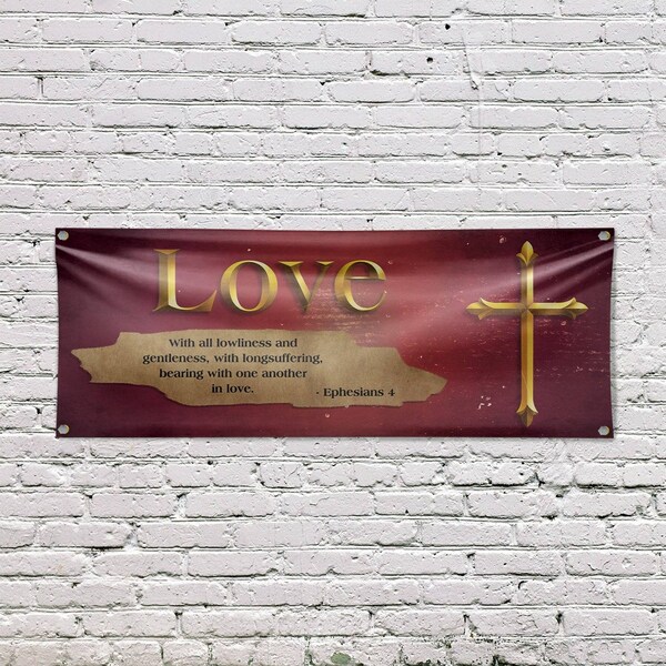 Signmission Jesus Love, 18 Inch x 48 Inch, Vinyl Banner - B-30708