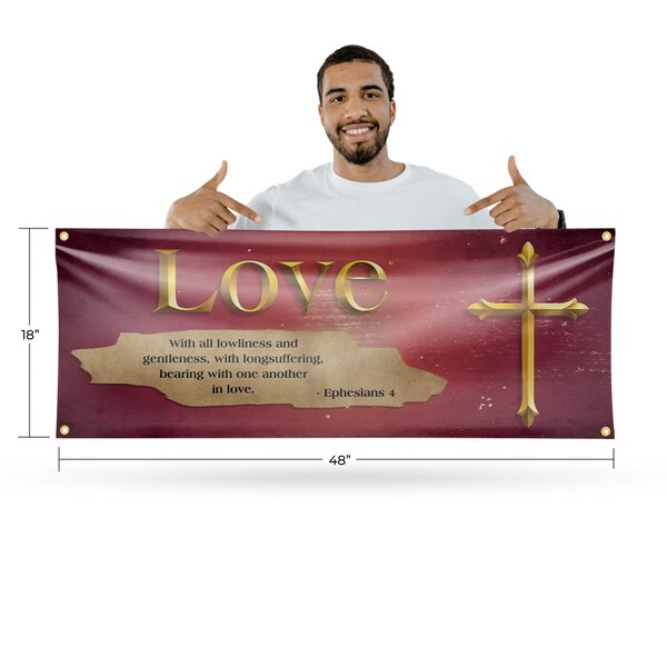 Signmission Jesus Love, 18 Inch x 48 Inch, Vinyl Banner - B-30708