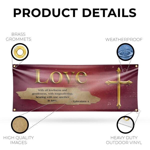 Signmission Jesus Love, 18 Inch x 48 Inch, Vinyl Banner - B-30708