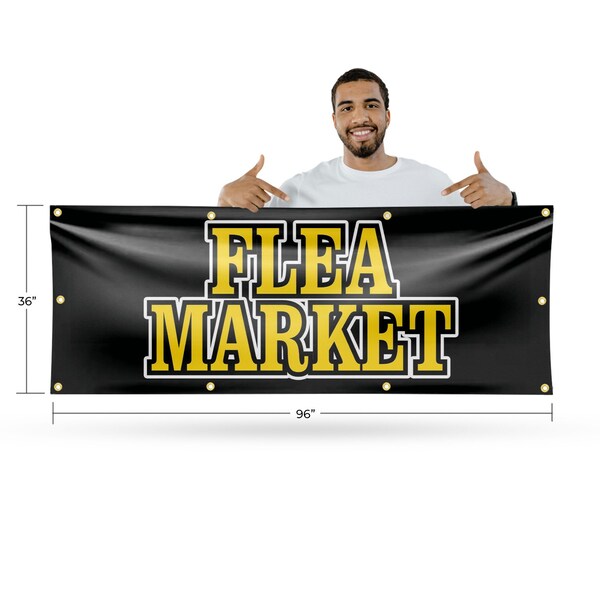 Signmission Flea Market, 36 Inch x 96 Inch, Vinyl Banner - B-96-30634