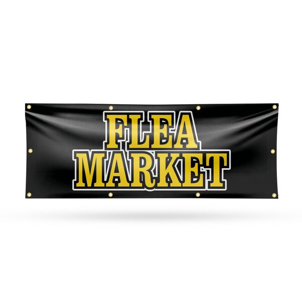 Signmission Flea Market, 36 Inch x 96 Inch, Vinyl Banner - B-96-30634