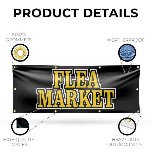 Signmission Flea Market, 36 Inch x 96 Inch, Vinyl Banner - B-96-30634