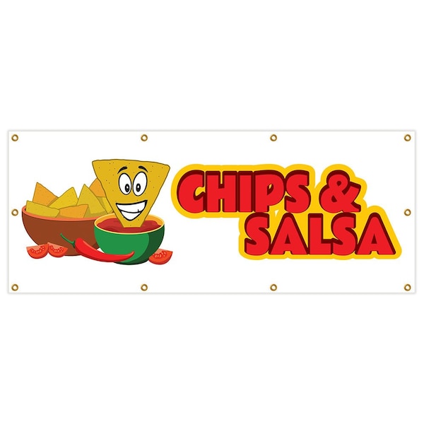 Signmission Chips & Salsa Banner Heavy Duty 13 Oz Vinyl with Grommets Single Sided - B-96 CHIPS & SALSA