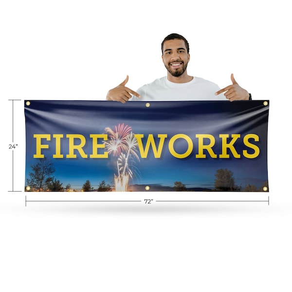 Signmission Fireworks, 24 Inch x 72 Inch, Vinyl Banner - B-72-30629