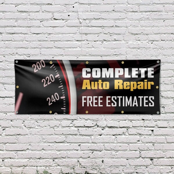 Signmission Complete Auto Repair Free Estimates, 48 Inch x 120 Inch, Vinyl Banner - B-120-30526