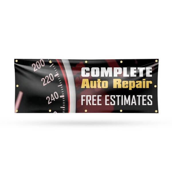 Signmission Complete Auto Repair Free Estimates, 48 Inch x 120 Inch, Vinyl Banner - B-120-30526