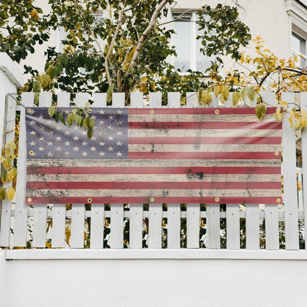 Signmission Rusty American Flag, 48 Inch x 120 Inch, Vinyl Banner - B-120-30841