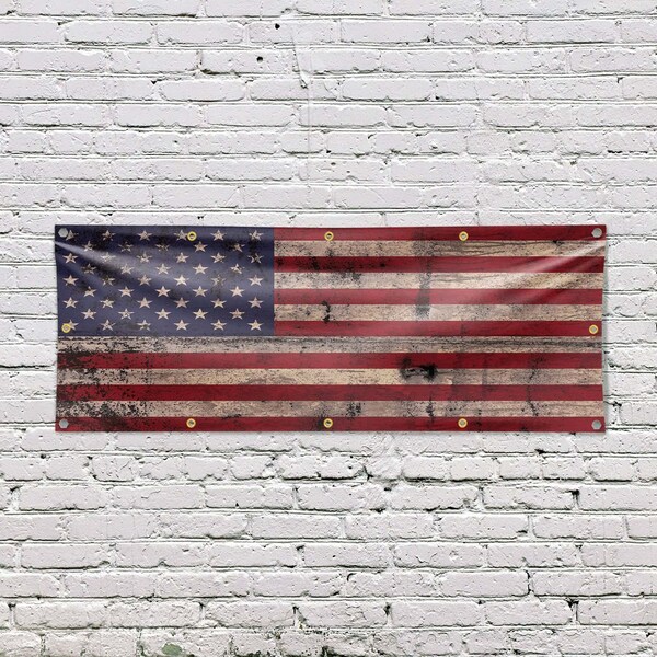 Signmission Rusty American Flag, 48 Inch x 120 Inch, Vinyl Banner - B-120-30841