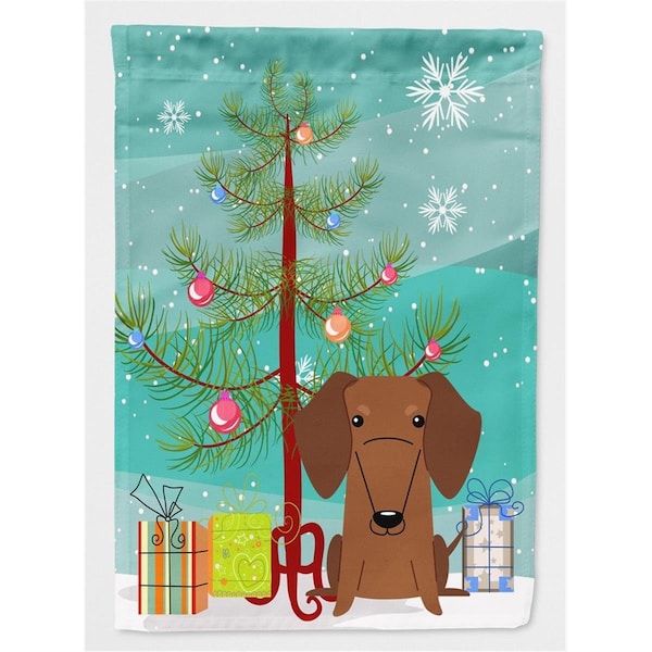 Patioplus Merry Christmas Tree Dachshund Red & Brown Flag Canvas House Size - PA2550182