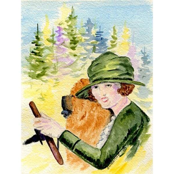 Patioplus Lady driving with her Chow Chow Flag - Garden Size; 11 x 15 in. - PA246536