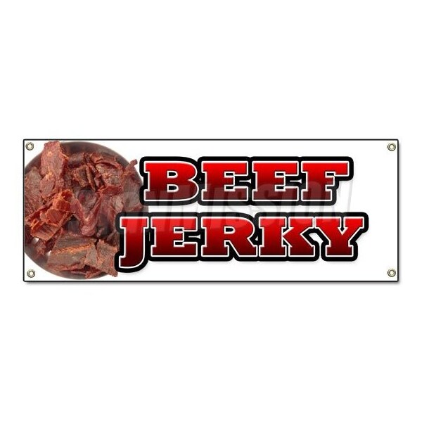 Signmission BEEF JERKY BANNER SIGN meat dried spices dehydrated salted smoked - B-BEEF JERKY