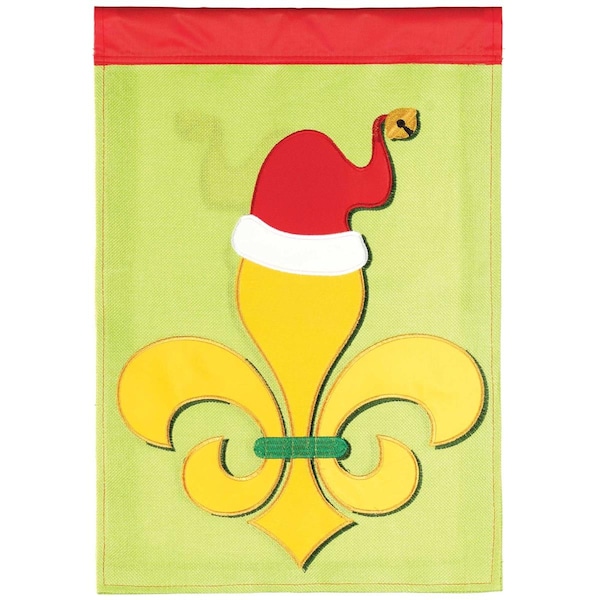 Magnolia Gardens 29 x 42 in. Fleur De Lis Santa Hat Burlap Garden Flag - Large - M001662