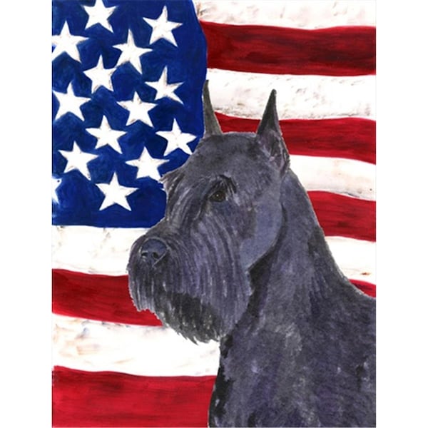 Patioplus 28 x 40 in. USA American Flag with Schnauzer House Size Canvas Flag - PA2554548