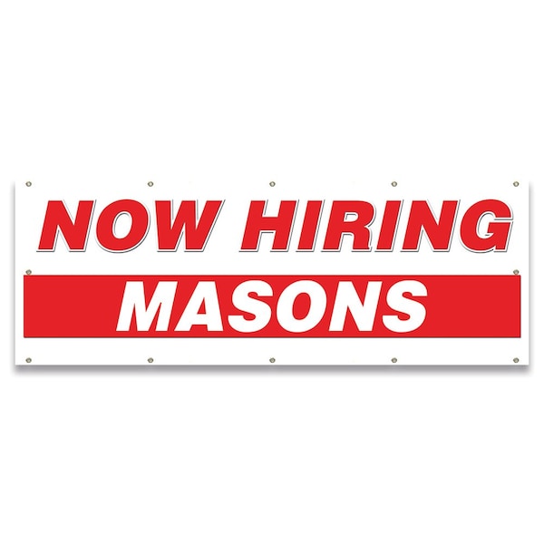 Signmission Now Hiring Masons Banner Apply Inside Accepting Application Single Sided - B-120-30275