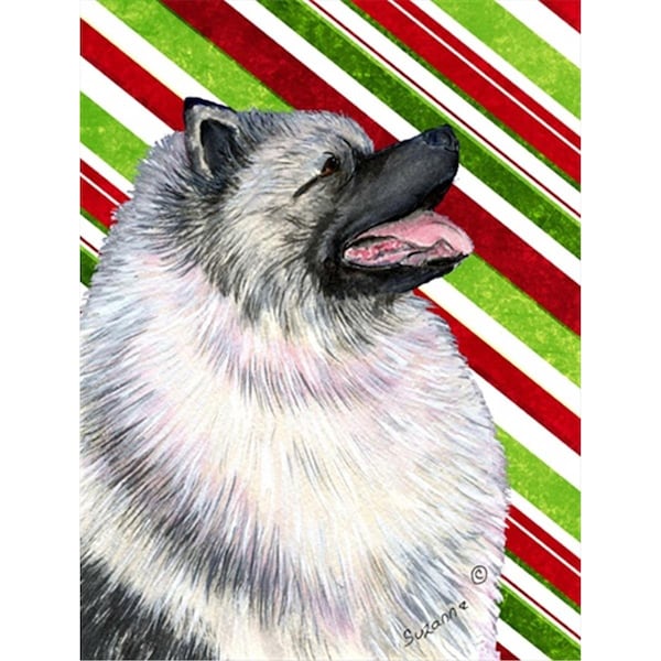 Patioplus 11 x 15 In. Keeshond Candy Cane Holiday Christmas Flag; Garden Size - PA246660