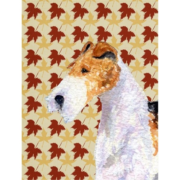 Patioplus 15 x 15 in. Fox Terrier Fall Leaves Portrait Flag Garden Size - PA631461