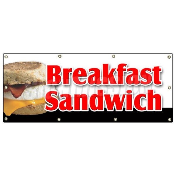 Signmission BREAKFAST SANDWICH BANNER SIGN sausage bacon bagel croissant cheese - B-96 BREAKFAST SANDWICH