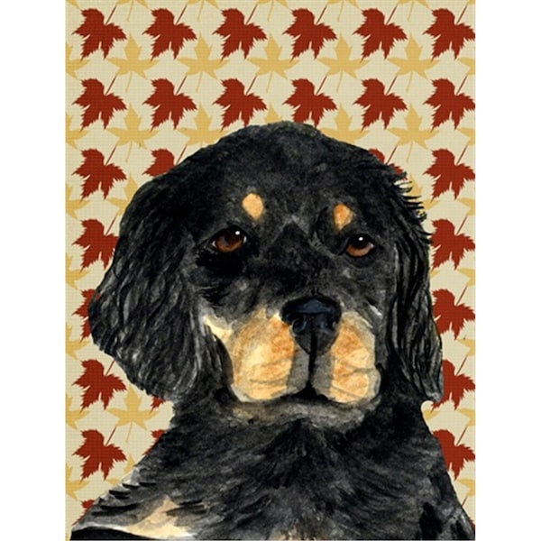 Carolines Treasures 28x 40 in. Gordon Setter Fall Leaves Portrait Flag Canvas House Size - SS4341CHF